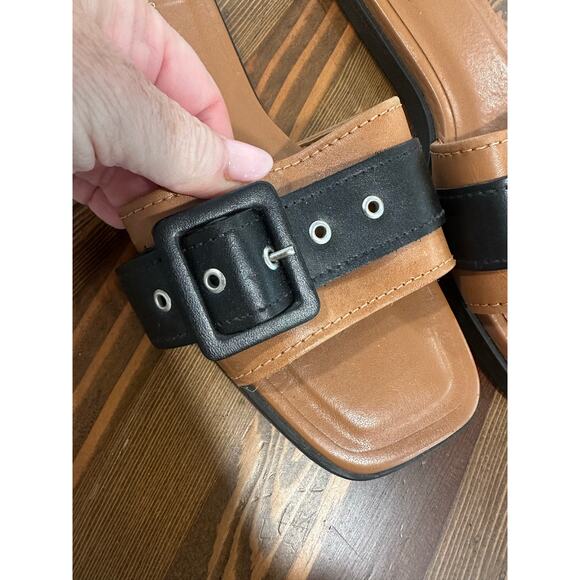 Anthropologie Slip On Slide Buckle Sandals Size 6.5 - Picture 2 of 3